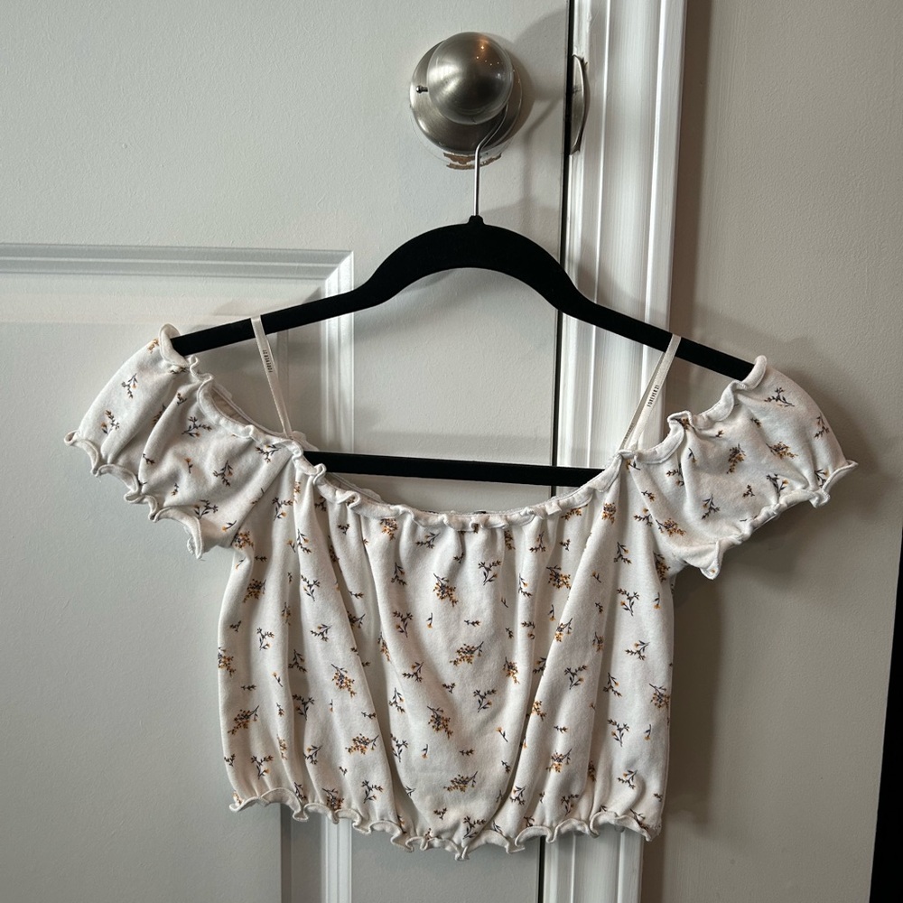 Floral White Off-Shoulder Top